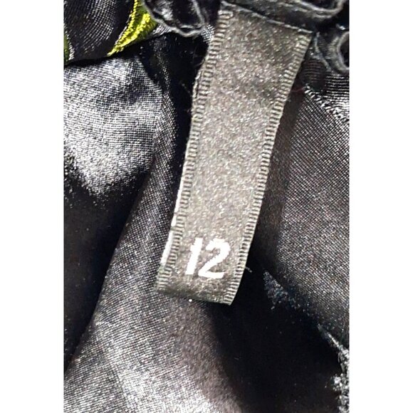 Y2K Divided Black Satin Embroidered Camisole Top With Floral & Bird Design Adjus - Picture 3 of 12